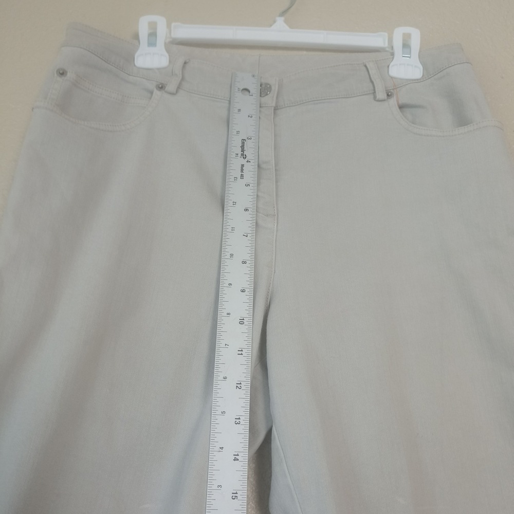 ST. JOHN women's straight-leg beige pants, size 8, with pockets and zipper - Picture 4 of 10